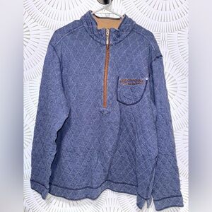Tommy Bahama Men’s XL Blue/Brown Quilted Quarter Zip Reversible